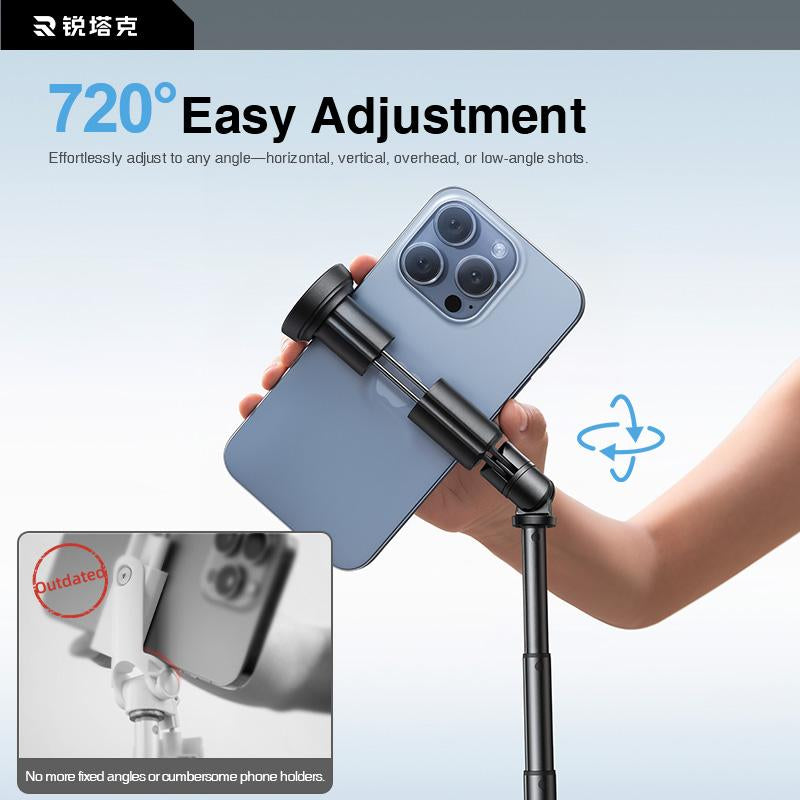 60"Portable Selfie Tripod with Remote,One Click Open, Wireless Remote Included.For Cellphone.