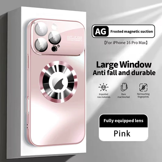 New Titanium Metallic Luxury Matte Case for Iphone 16 15 14 13 12 11 Pro Max plus for Magsafe Glass Lens Camera Protection Cover