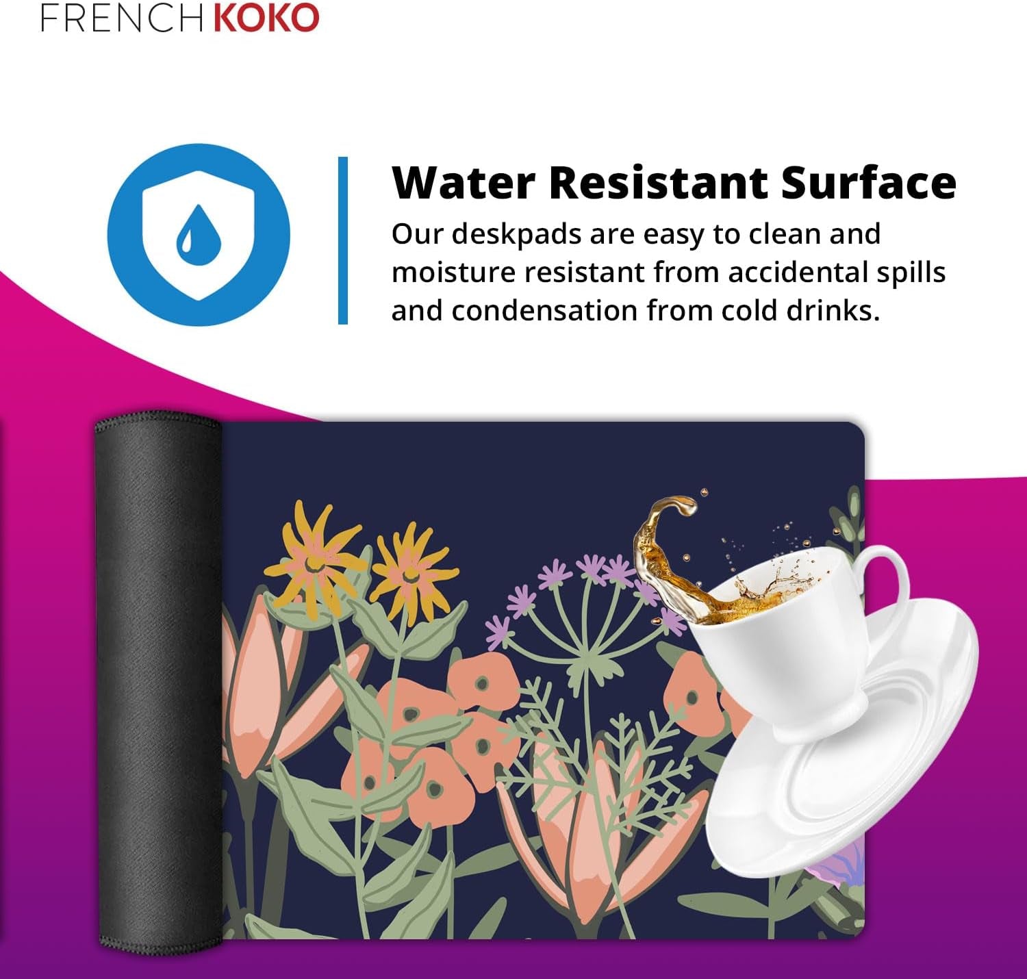 Desk Mat Large Desk Pad Large Mouse Pad Cute Desk Accessories Cute Pink Home Office Essentials XL Desk Mat Desk Pad for Keyboard Mouse on Top of Desks Computer Flowers Floral