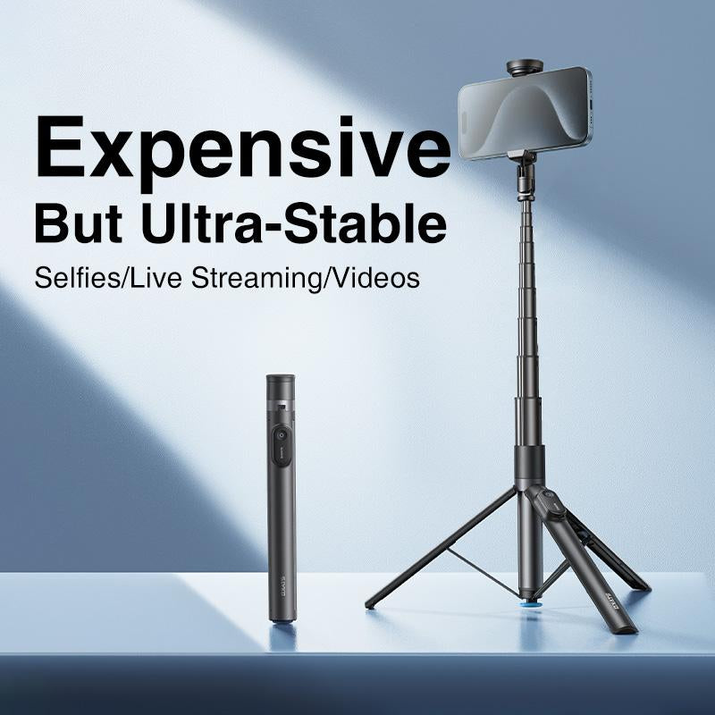 60"Portable Selfie Tripod with Remote,One Click Open, Wireless Remote Included.For Cellphone.