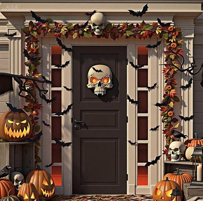 Bougerv 3D Bat Design LED Decorations 12Pcs/24Pcs Set Spooky Ornaments for Home Party Festival Halloween Easy Install Wall Stickers Smooth Application - Decorative（Non-Remote）